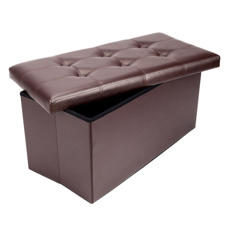 [US Warehouse] Practical PVC Leather Rectangle Shape Stool Storage Ottoman Seat with Leather Button, Size: 76x38x38cm (Brown)