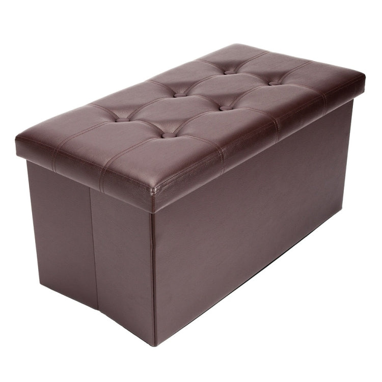 [US Warehouse] Practical PVC Leather Rectangle Shape Stool Storage Ottoman Seat with Leather Button, Size: 76x38x38cm (Brown)