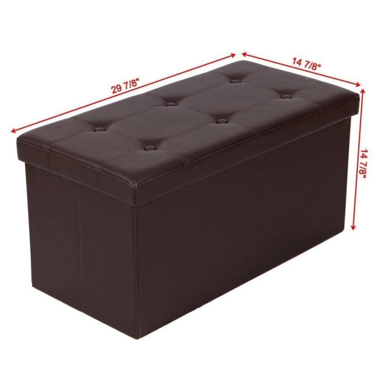 [US Warehouse] Practical PVC Leather Rectangle Shape Stool Storage Ottoman Seat with Leather Button, Size: 76x38x38cm (Brown)