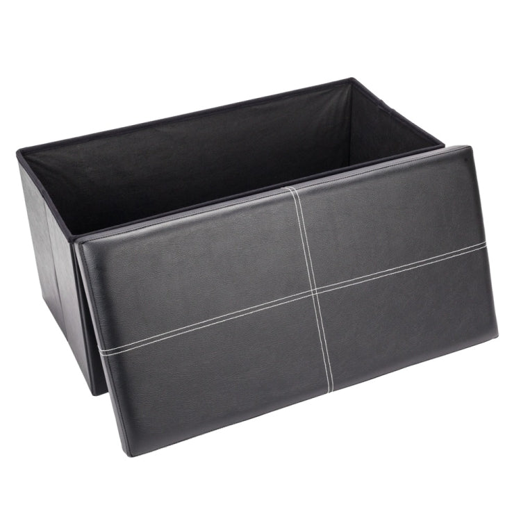 [US Warehouse] Practical PVC Leather Rectangle Shape Line Surface Stool Storage Ottoman Seat, Size: 76x38x38cm (Black)