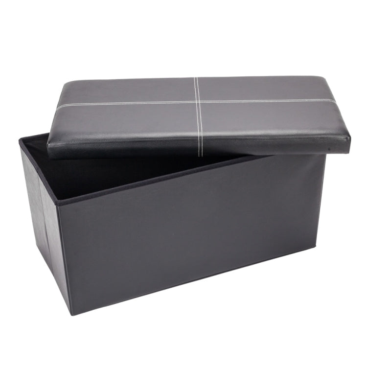 [US Warehouse] Practical PVC Leather Rectangle Shape Line Surface Stool Storage Ottoman Seat, Size: 76x38x38cm (Black)