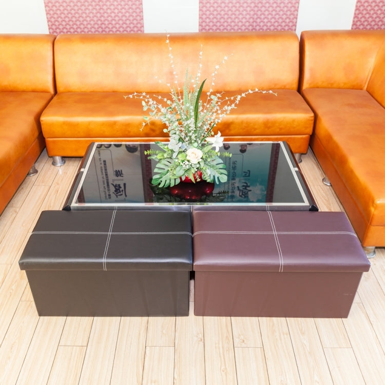 [US Warehouse] Practical PVC Leather Rectangle Shape Line Surface Stool Storage Ottoman Seat, Size: 76x38x38cm (Black)