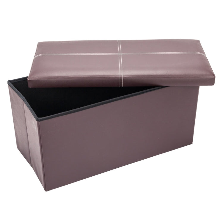 [US Warehouse] Practical PVC Leather Rectangle Shape Line Surface Stool Storage Ottoman Seat, Size: 76x38x38cm (Brown)