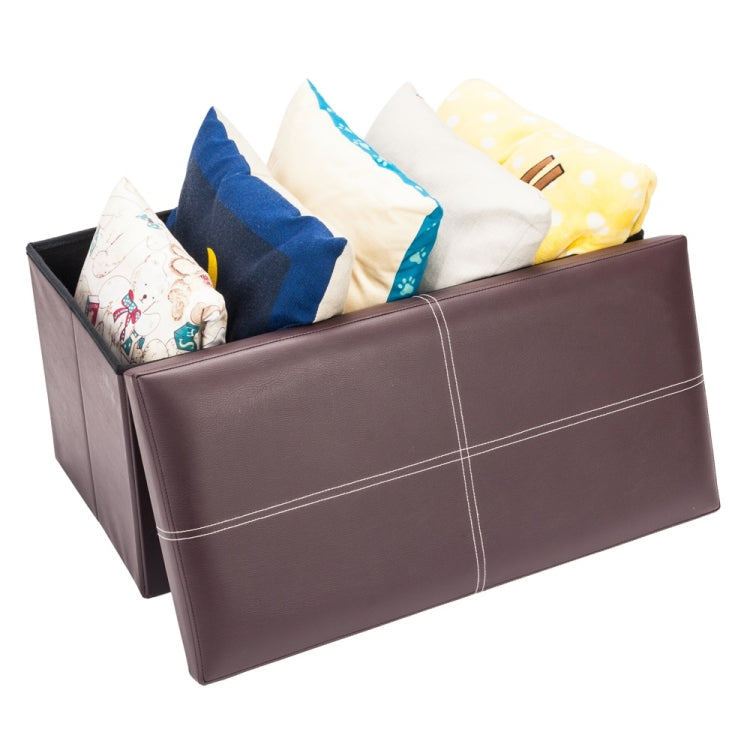 [US Warehouse] Practical PVC Leather Rectangle Shape Line Surface Stool Storage Ottoman Seat, Size: 76x38x38cm (Brown)