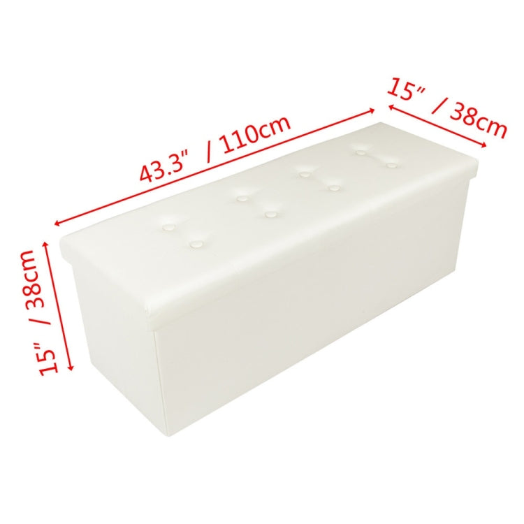 [US Warehouse] Practical PVC Leather Rectangle Shape Stool Storage Ottoman Seat with Leather Button, Size: 110x38x38cm (White)