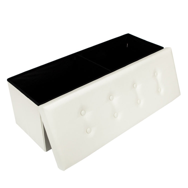 [US Warehouse] Practical PVC Leather Rectangle Shape Stool Storage Ottoman Seat with Leather Button, Size: 110x38x38cm (White)