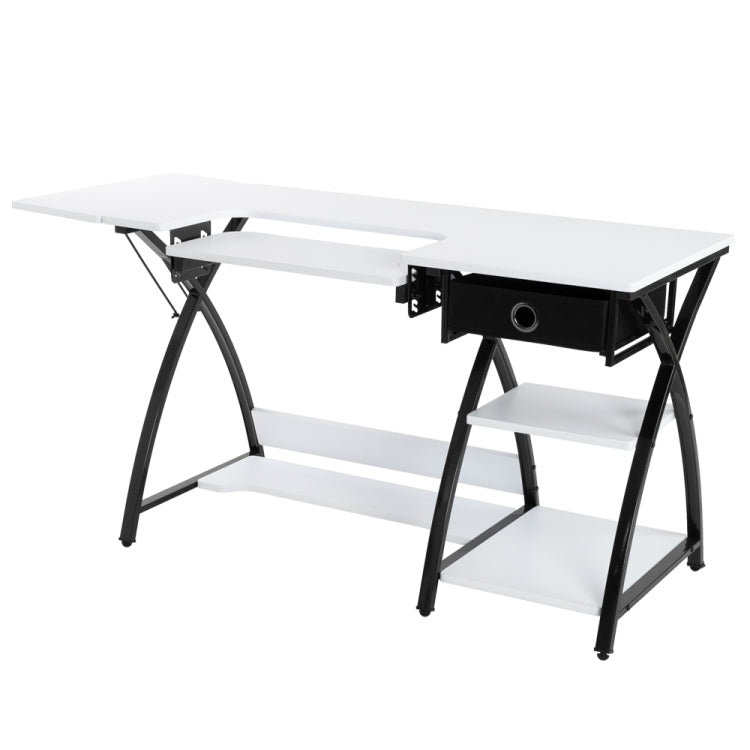 [US Warehouse] Sewing Machine Cutting Table Worktable Computer Desk, Size: 145.01x59.99x75.01cm (White)