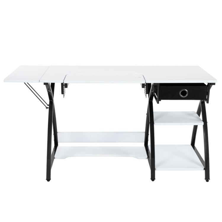 [US Warehouse] Sewing Machine Cutting Table Worktable Computer Desk, Size: 145.01x59.99x75.01cm (White)