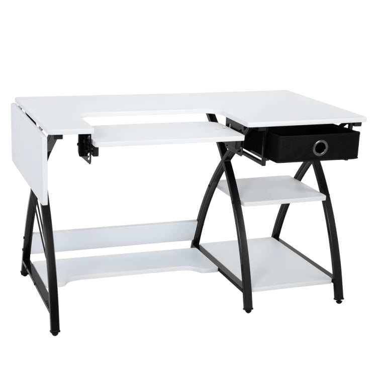 [US Warehouse] Sewing Machine Cutting Table Worktable Computer Desk, Size: 145.01x59.99x75.01cm (White)