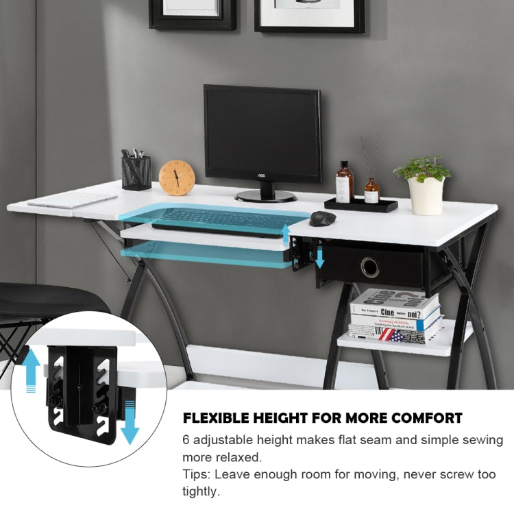 [US Warehouse] Sewing Machine Cutting Table Worktable Computer Desk, Size: 145.01x59.99x75.01cm (White)