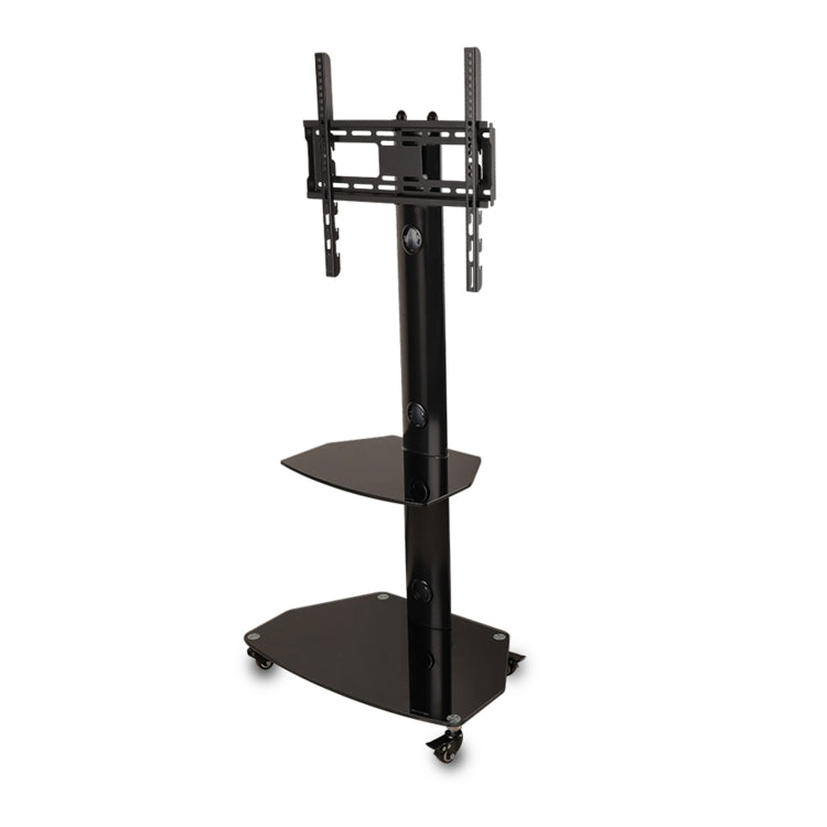 [US Warehouse] 32-65 inch 3-Tier Simple Removable Tempered Glass TV Cabinet Frame Shelves with Omni-directional Wheel