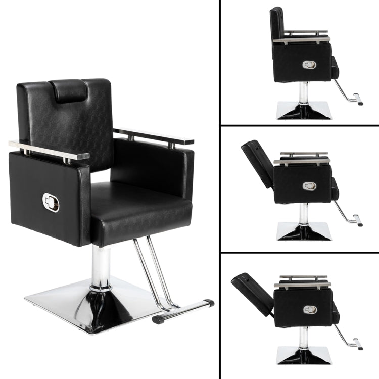 [US Warehouse] Reclining Haircut Chair Square Base Hairdressing Chair (Black)