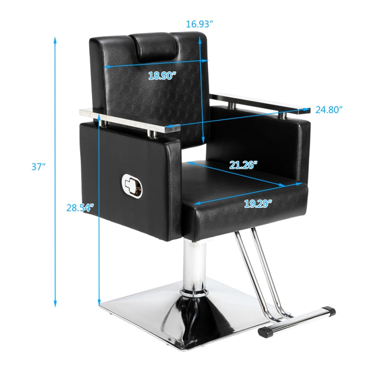 [US Warehouse] Reclining Haircut Chair Square Base Hairdressing Chair (Black)