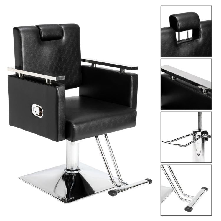 [US Warehouse] Reclining Haircut Chair Square Base Hairdressing Chair (Black)