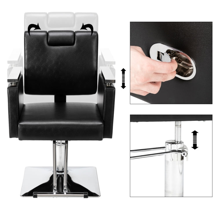 [US Warehouse] Reclining Haircut Chair Square Base Hairdressing Chair (Black)