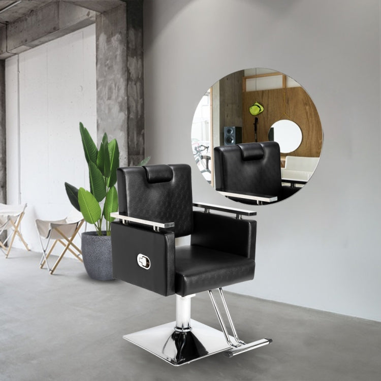 [US Warehouse] Reclining Haircut Chair Square Base Hairdressing Chair (Black)