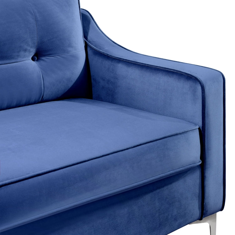 [US Warehouse] 2 In 1 2 Seats + 3 Seats Classic Modern Tufted Velvet Upholstered Loveseat Sofa Set (Blue)