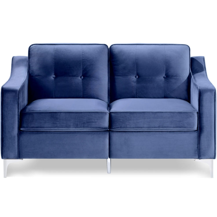 [US Warehouse] 2 Seats Classic Modern Tufted Velvet Upholstered Loveseat Sofa(Blue)