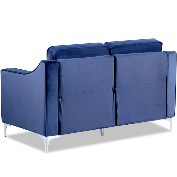 [US Warehouse] 2 Seats Classic Modern Tufted Velvet Upholstered Loveseat Sofa(Blue)