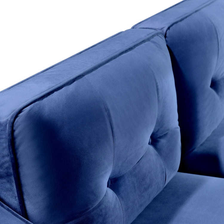 [US Warehouse] 2 Seats Classic Modern Tufted Velvet Upholstered Loveseat Sofa(Blue)