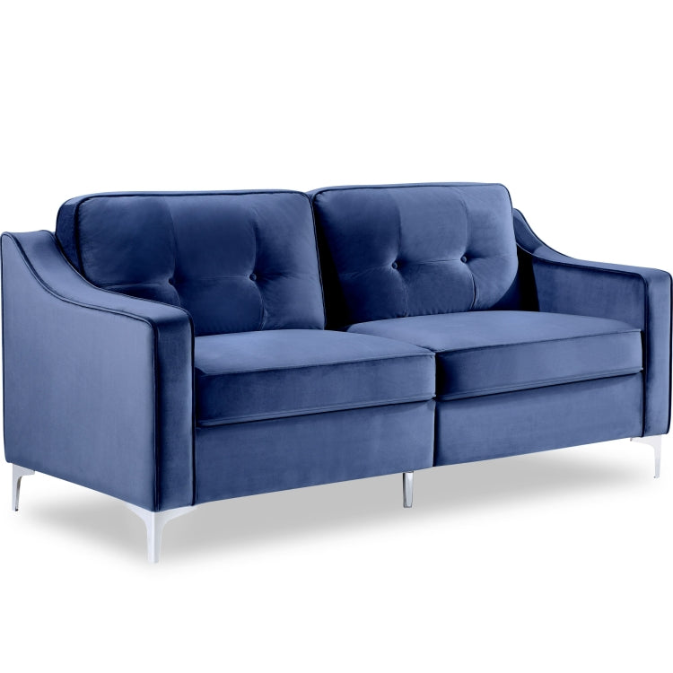 [US Warehouse] 3 Seats Classic Modern Tufted Velvet Upholstered Loveseat Sofa (Blue)