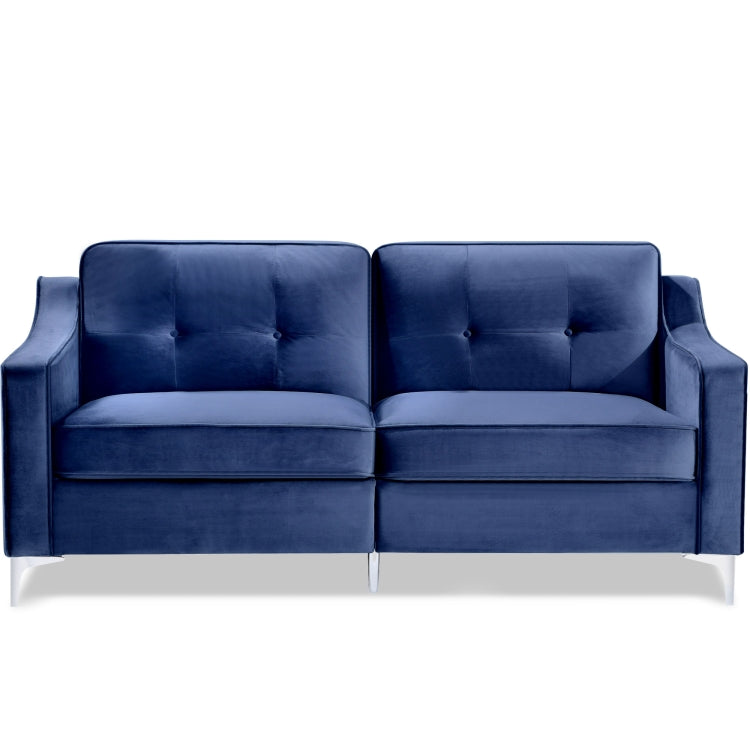 [US Warehouse] 3 Seats Classic Modern Tufted Velvet Upholstered Loveseat Sofa (Blue)