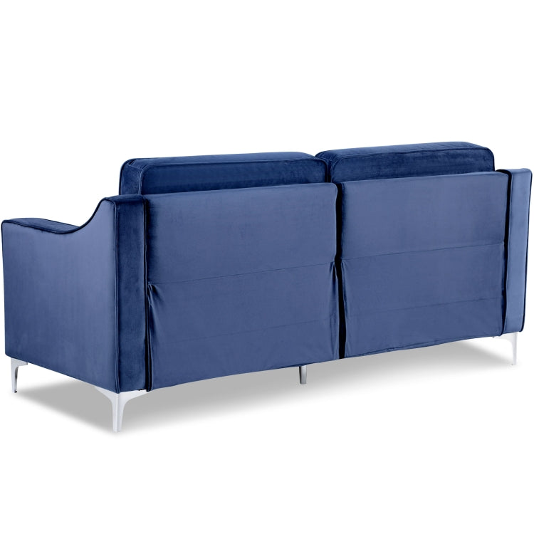 [US Warehouse] 3 Seats Classic Modern Tufted Velvet Upholstered Loveseat Sofa (Blue)