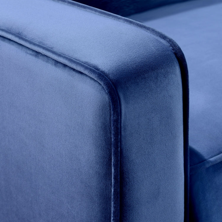 [US Warehouse] 3 Seats Classic Modern Tufted Velvet Upholstered Loveseat Sofa (Blue)