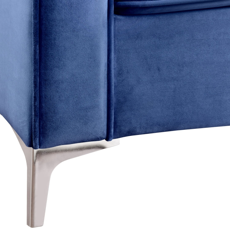 [US Warehouse] 3 Seats Classic Modern Tufted Velvet Upholstered Loveseat Sofa (Blue)