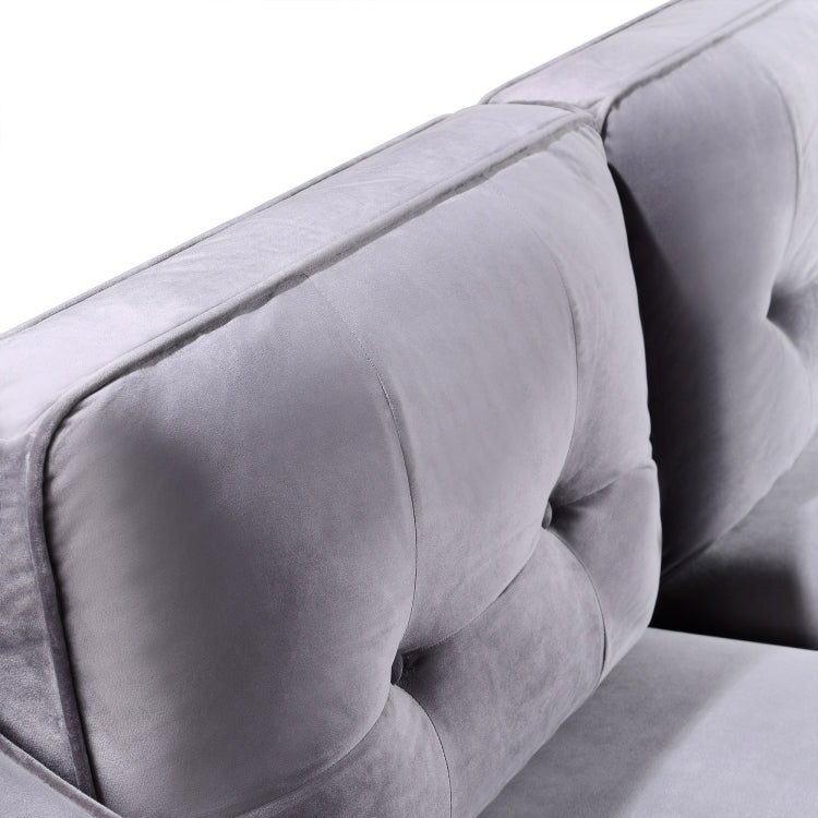 [US Warehouse] 2 In 1 2 Seats + 3 Seats Classic Modern Tufted Velvet Upholstered Loveseat Sofa Set (Grey)