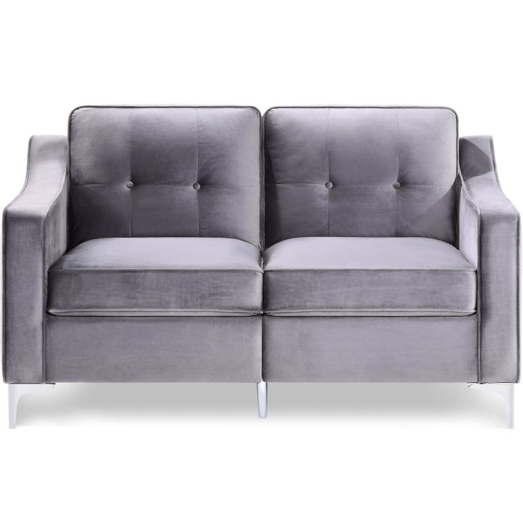 [US Warehouse] 2 Seats Classic Modern Tufted Velvet Upholstered Loveseat Sofa(Grey)