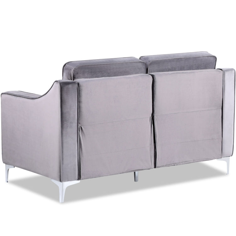 [US Warehouse] 2 Seats Classic Modern Tufted Velvet Upholstered Loveseat Sofa(Grey)