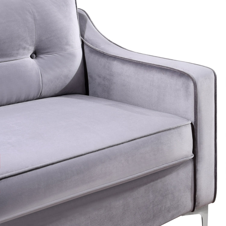 [US Warehouse] 2 Seats Classic Modern Tufted Velvet Upholstered Loveseat Sofa(Grey)