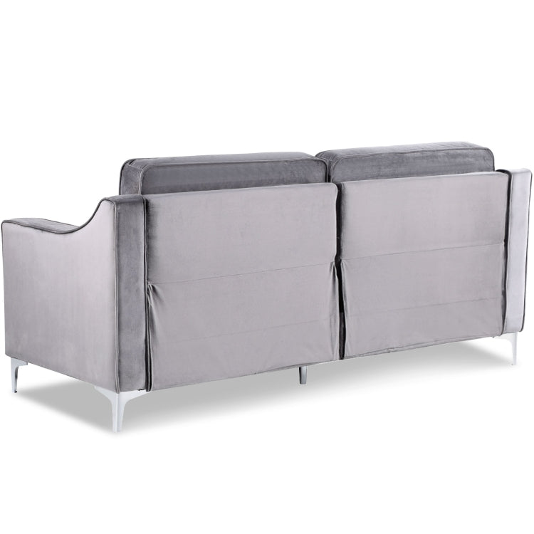 [US Warehouse] 3 Seats Classic Modern Tufted Velvet Upholstered Loveseat Sofa (Grey)