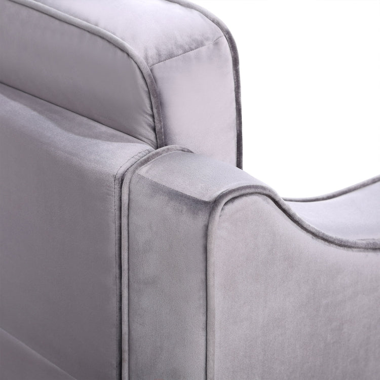 [US Warehouse] 3 Seats Classic Modern Tufted Velvet Upholstered Loveseat Sofa (Grey)