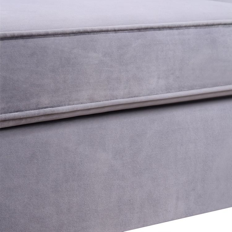 [US Warehouse] 3 Seats Classic Modern Tufted Velvet Upholstered Loveseat Sofa (Grey)