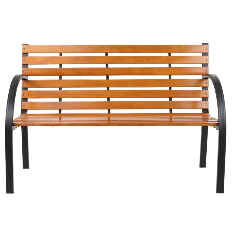 [US Warehouse] 48 inch Outdoor Garden Hardwood Slotted Steel Cast Iron Frame Patio Bench Park Seat