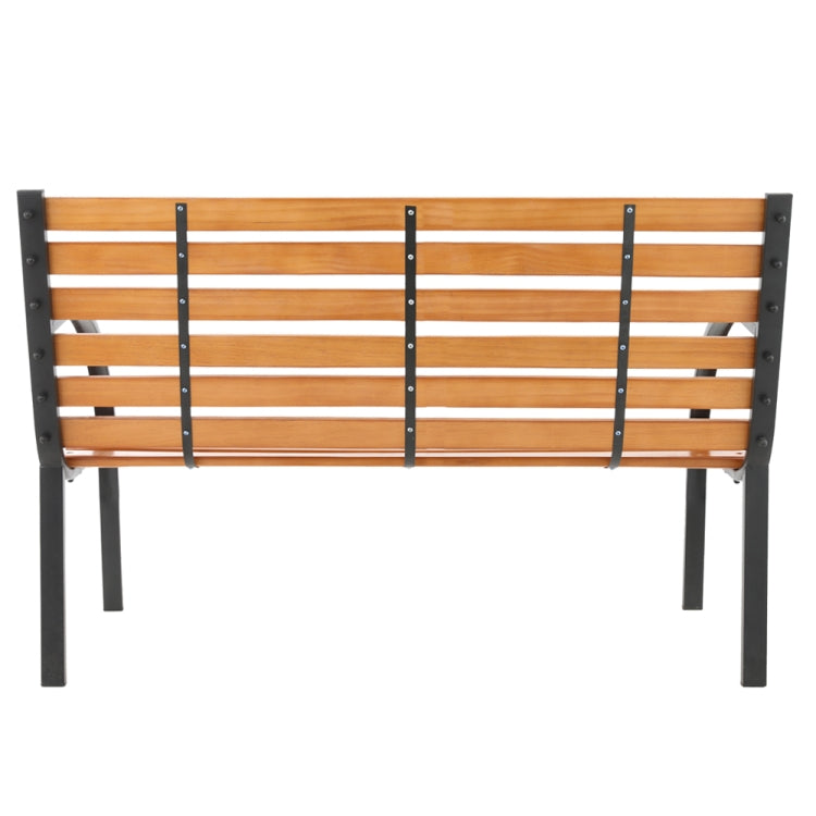[US Warehouse] 48 inch Outdoor Garden Hardwood Slotted Steel Cast Iron Frame Patio Bench Park Seat