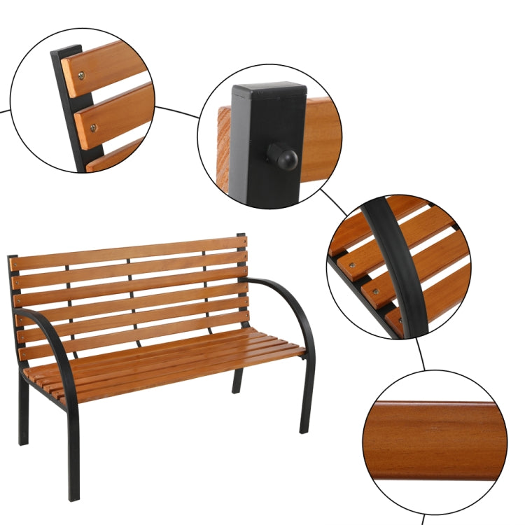 [US Warehouse] 48 inch Outdoor Garden Hardwood Slotted Steel Cast Iron Frame Patio Bench Park Seat