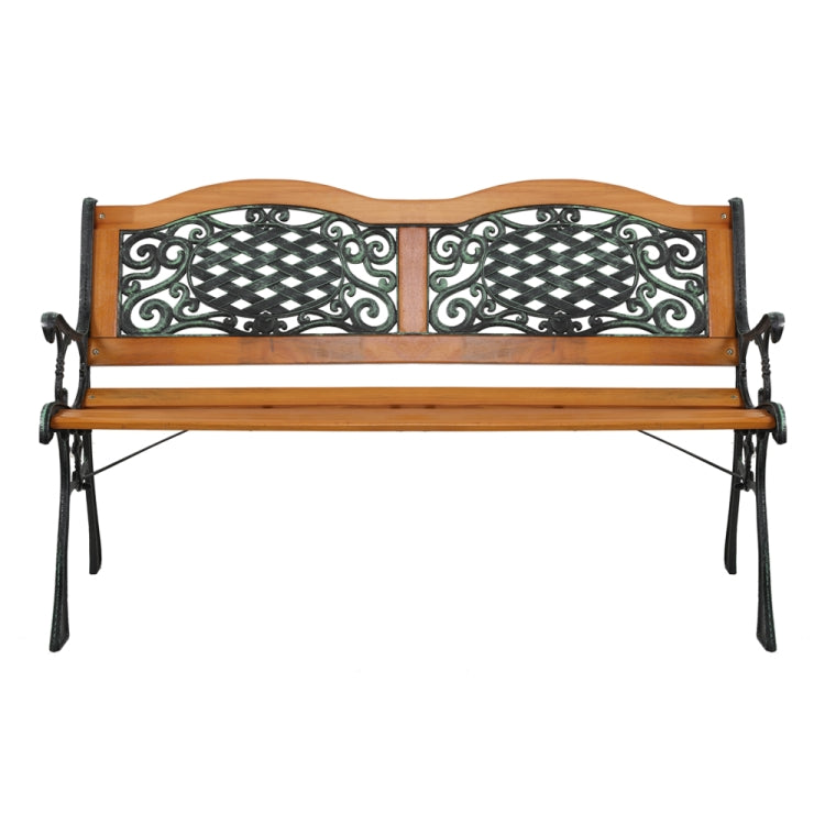 [US Warehouse] 49 inch Outdoor Garden Double Arch Hardwood Slats Cast Iron Frame Patio Bench Park Seat