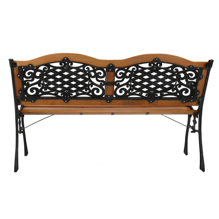 [US Warehouse] 49 inch Outdoor Garden Double Arch Hardwood Slats Cast Iron Frame Patio Bench Park Seat