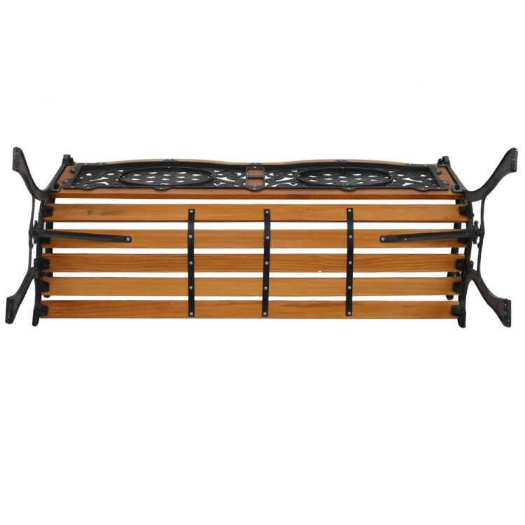 [US Warehouse] 49 inch Outdoor Garden Double Arch Hardwood Slats Cast Iron Frame Patio Bench Park Seat