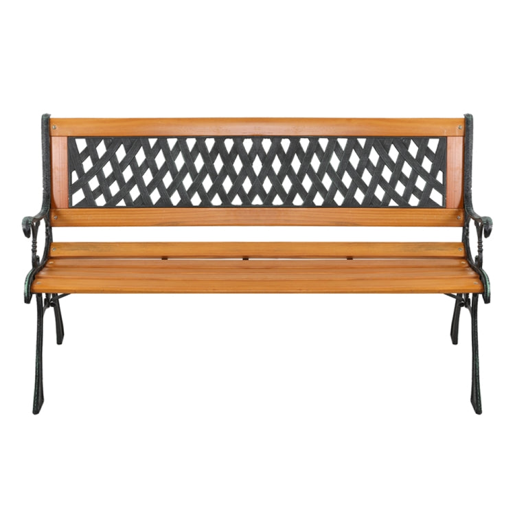 [US Warehouse] 49 inch Hardwood Cast Iron Weave Style Outdoor Garden Patio Bench Park Seat