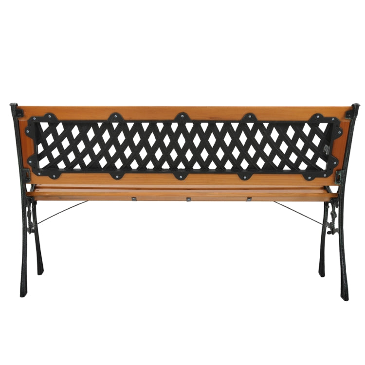 [US Warehouse] 49 inch Hardwood Cast Iron Weave Style Outdoor Garden Patio Bench Park Seat