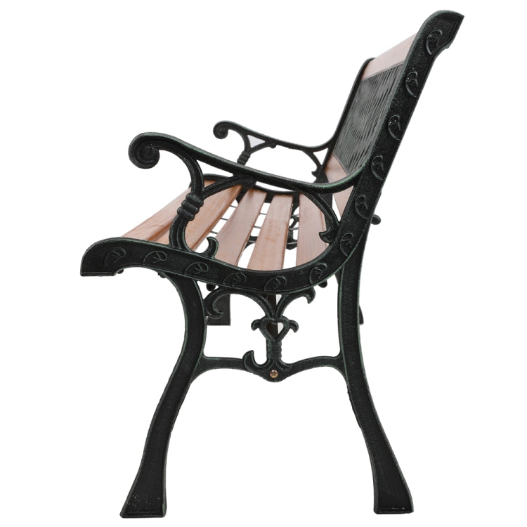 [US Warehouse] 49 inch Hardwood Cast Iron Weave Style Outdoor Garden Patio Bench Park Seat