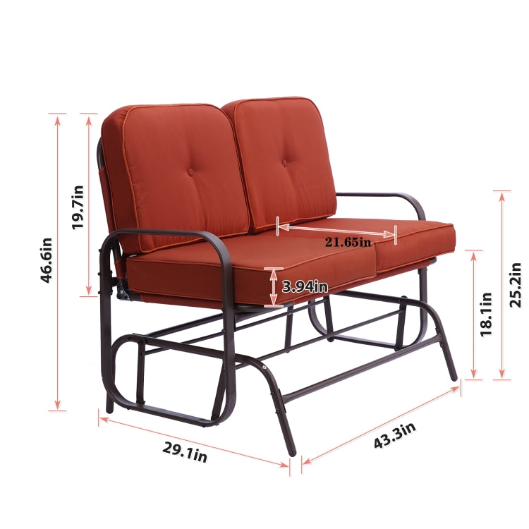 [US Warehouse] Outdoor Swing Gliding Rocking Chair Terrace Double Benches (Red)