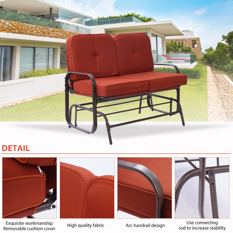 [US Warehouse] Outdoor Swing Gliding Rocking Chair Terrace Double Benches (Red)