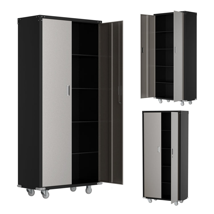 [US Warehouse] Household Galvanized Iron Tool Storage Cabinet, Size: 182x82x41cm (Black Grey)