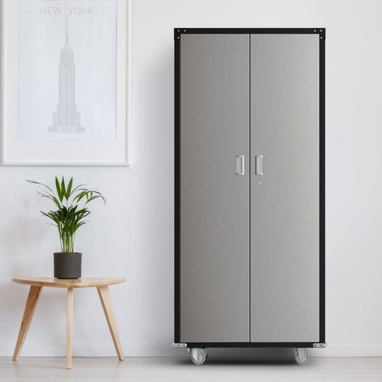 [US Warehouse] Household Galvanized Iron Tool Storage Cabinet, Size: 182x82x41cm (Black Grey)