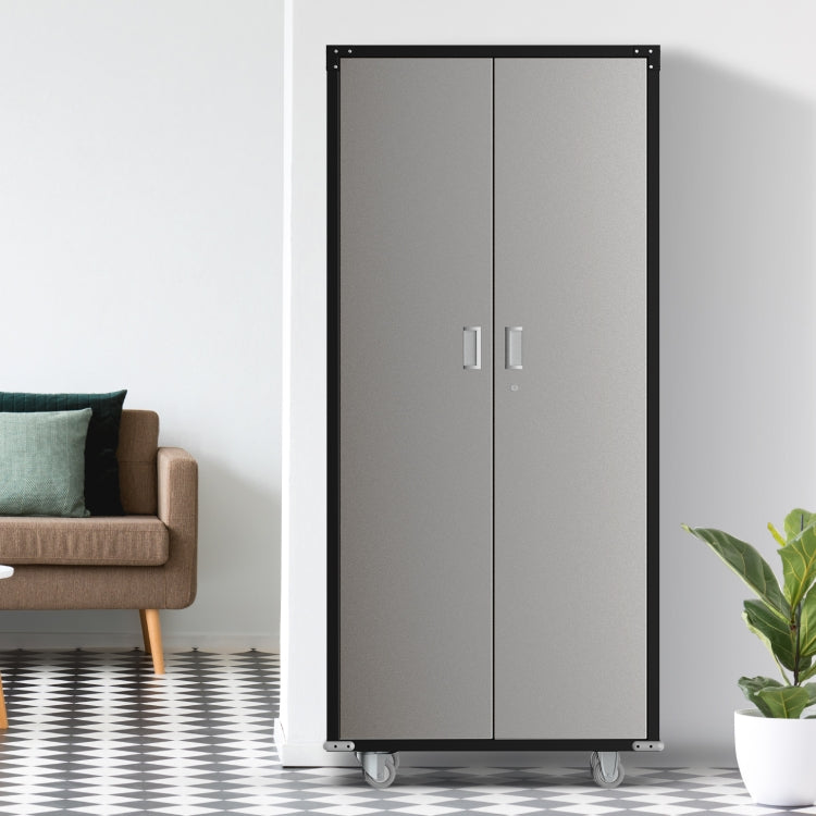 [US Warehouse] Household Galvanized Iron Tool Storage Cabinet, Size: 182x82x41cm (Black Grey)